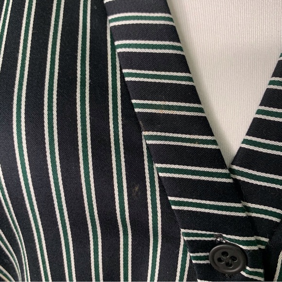 Veronica Beard Women's Blac White Ruched Striped Cotton Poplin Dress Size 10 - Picture 12 of 16